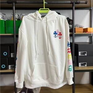 Chrome Hearts White Hoodie with Black Label